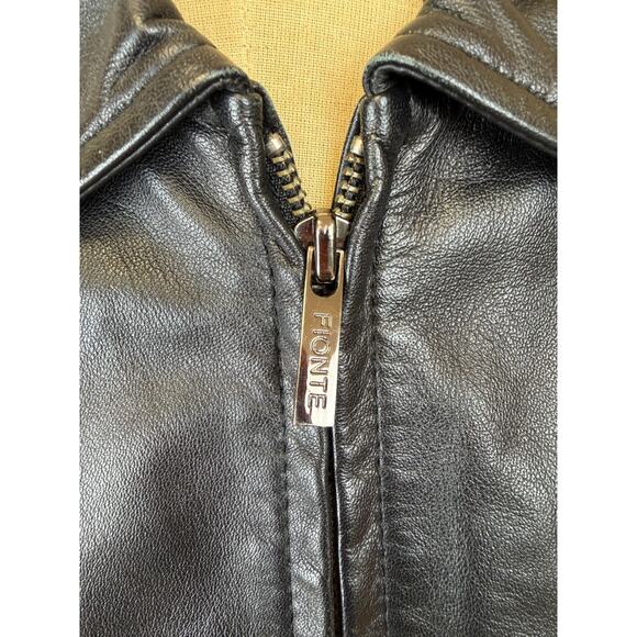 Fionte Italian Black Leather Mens Bomber Jacket XS #1-0164 Italy - Picture 7 of 13